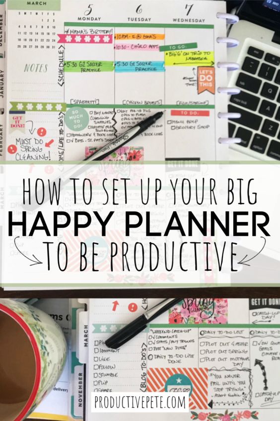 how to set up your happy planner to be productive graphic