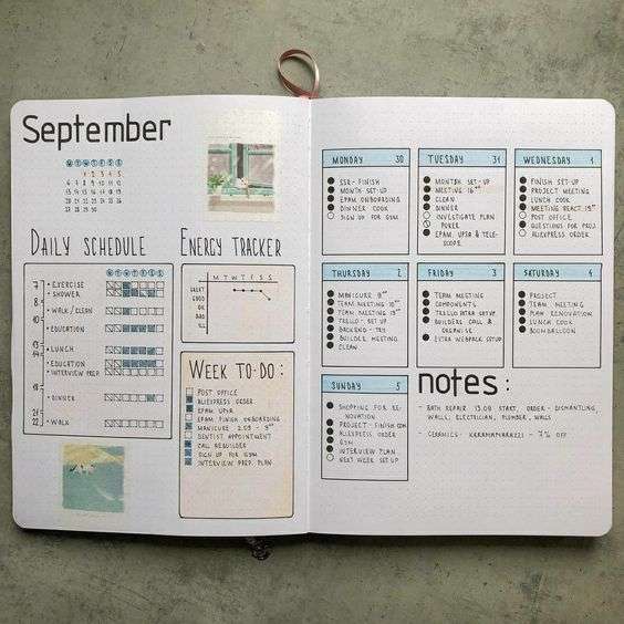 monthly spread in grid layout