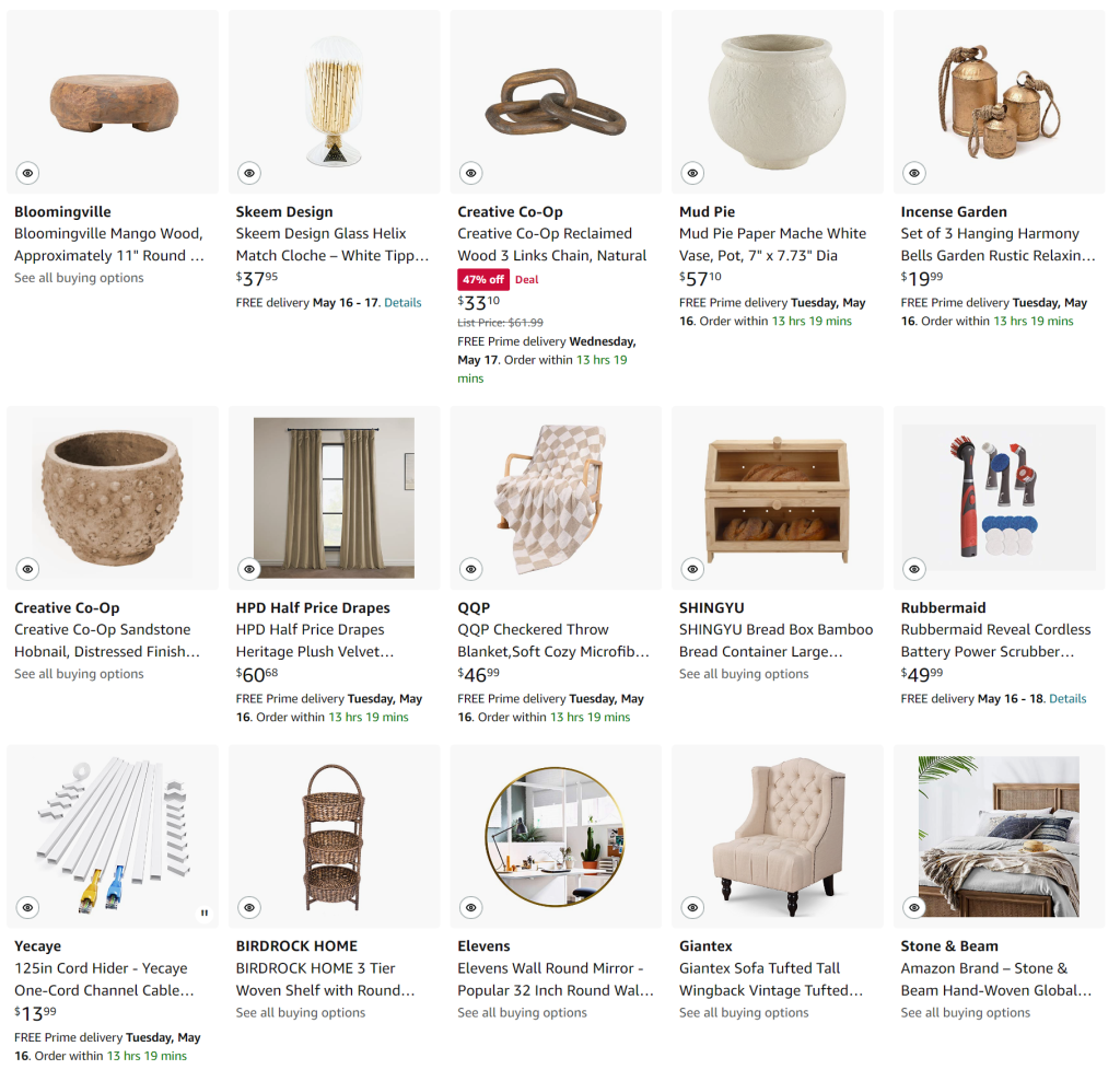 amazon home finds storefront lists