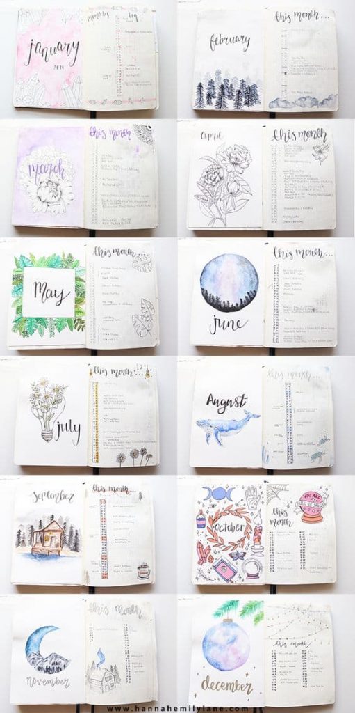 bullet journal monthly ideas